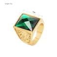 thumbnail image 3 of QQTDFG Men Women Gold Stainless Steel Blue Stone Ring Band Wedding Gift Size 8-12-Gold Green-8, 3 of 9