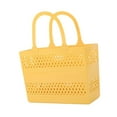 thumbnail image 2 of Cesta para carrito de ducha, carrito de ducha con asas, cesta de baño de drenaje, organizador de ducha para campamento, dormitorio, bolso de playa, Amarillo, 2 of 8