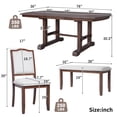 thumbnail image 2 of Harper & Bright Designs Farmhouse Extendable Dining Table Set for 6, Rectangle Dining Table with Removable Leaf, 7 Pieces Wood Expanding Kitchen Table Set with 6 Upholstered Chairs, Cherry, 2 of 15