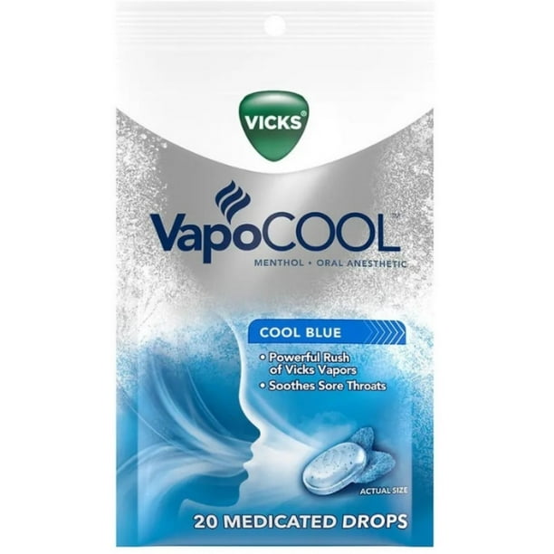Vicks VapoCool Medicated Drops Cool Blue, 20 ea