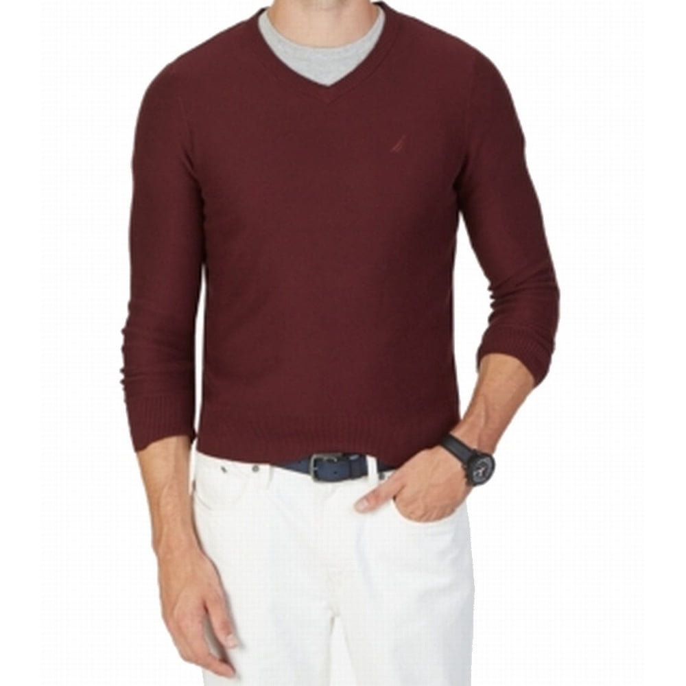 Nautica - Nautica Men's Solid Burgundy V-Neck Sweater Size XXL ...