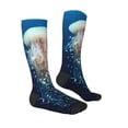 thumbnail image 3 of Picia Women Crew Soft Moisture-wicking Socks White Jellyfish Dansing in the Ocean Pattern Design Cotton Socks, One Size fit All, 3 of 9
