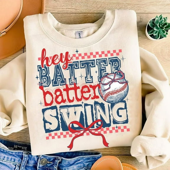 Batter Batter Swing Sweatshirt, Retro Baseball Mom Shirt, Game Day Coquette Pullover, Funny Baseball Quote Sweatshirt, Sports Season Gift