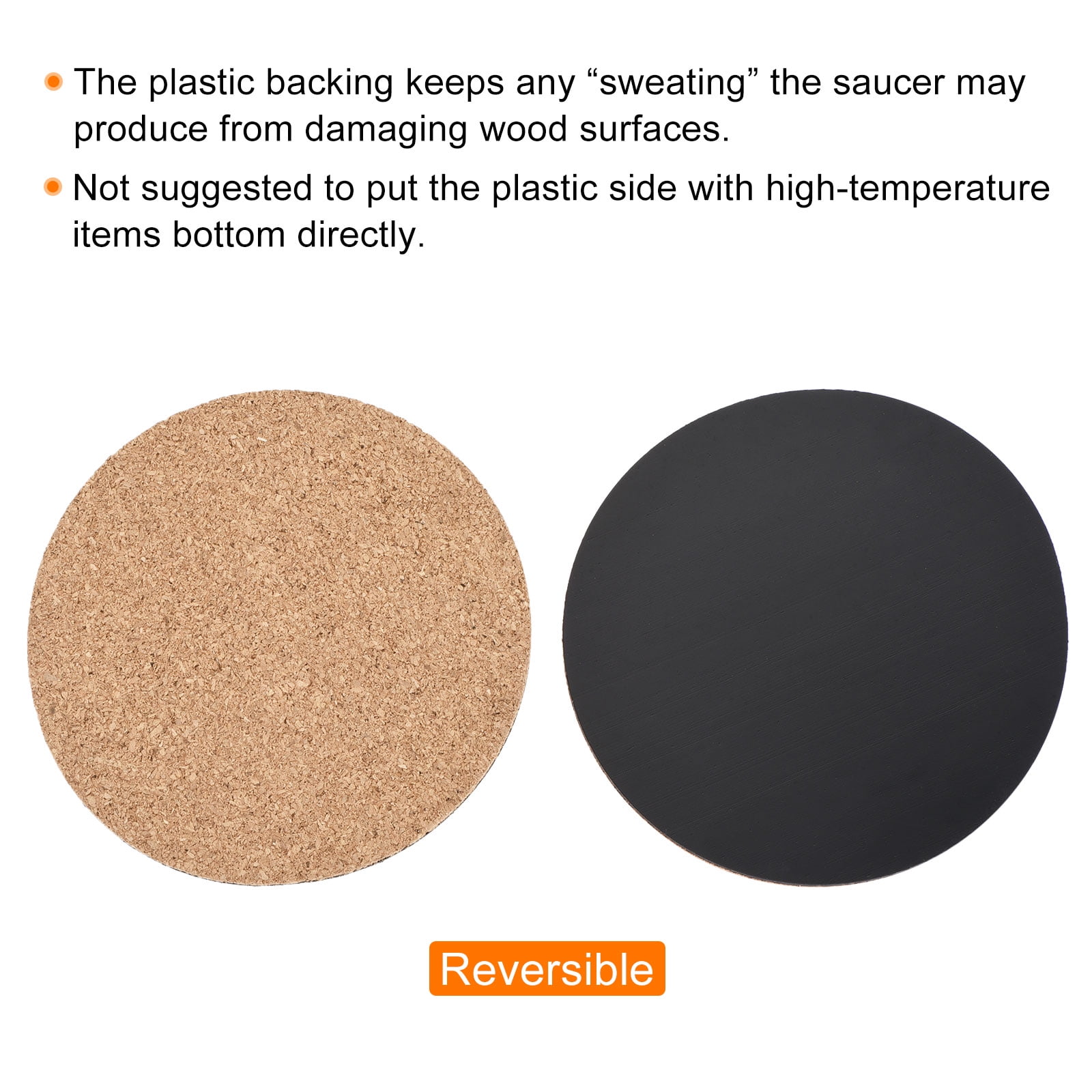 Unique Bargains 4" 6" 8" 10" Round Plastic Cork Home Plant Mat Coaster Pad 4in1 Set