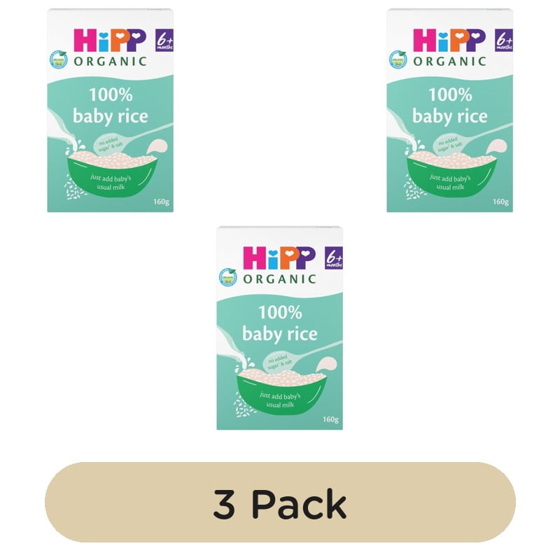 HiPP Organic 100% Baby Rice 6+ Months 160g, British Import (Pack of 3)