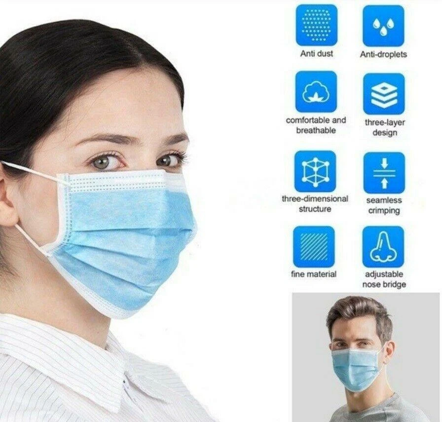 CIRCLE- [100 Pcs] Protective Disposable Face Masks 3-Ply Nose Mouth Cover