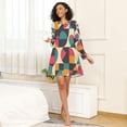 thumbnail image 4 of FORMRS Womens Long Sleeve Nightgowns Crew Neck Sleep Shirt Soft Pajamas Sizes S-3XL, Retro Geometric, 4 of 8