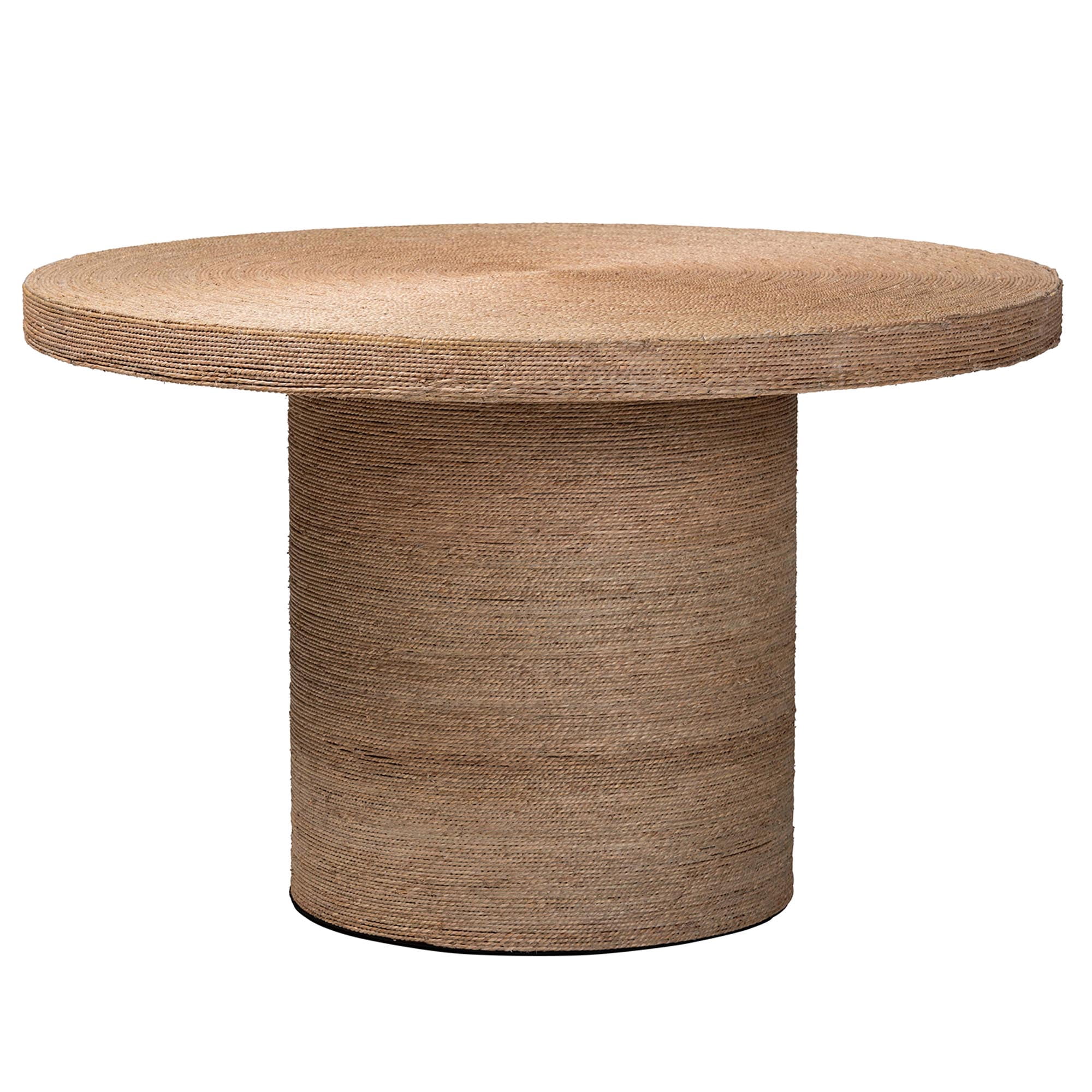 bali & pari Bistra Modern Bohemian Natural Brown Seagrass and Wood Dining Table