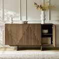 thumbnail image 2 of Modern 4 doors Fluted Storge Sideboard Buffet Cabinet with Adjustable Shelves for Kitchen Living Room Walnut, 2 of 8