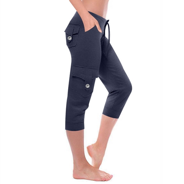 Cameland Capris pour Femmes avec Poches Pantalons Capri Décontractés Amples Extensibles Légers Pantalons Cargo Amples pour Randonnée