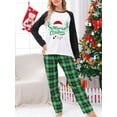 thumbnail image 3 of Christmas Family Pajamas Matching Set, Long Sleeve Letters Print T-shirt with Plaid Pants Sleepwear Loungewear, 3 of 8