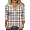 thumbnail image 1 of Tejiojio 3/4 Length Seelve Shirts for Women Casual Printed Crewneck Blouse Loose Fit Summer Top, 1 of 5