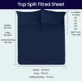 thumbnail image 2 of SGI Bedding 39" King Split Top Flex Head sheet 100% Egyptian Cotton Sheet Set - 600 Thread Count Flex Top Sheet for Adjustable Bed 4 Piece Sheet Set 15" Deep for Sleep Number bed - Navy Blue, 2 of 7