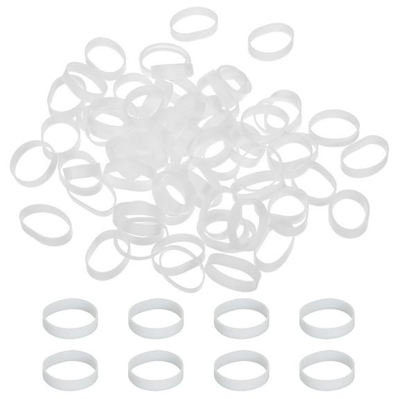 Uxcell Silicone Rubber Bands Cable Ties 1.3", Flat Rubber Elastic Band for Office Supplies Home Cord Wrapping, White 80 Pcs