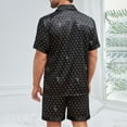 thumbnail image 3 of Hvyesh Men Pajama Set Summer Pjs Sleepwear Nightwear 2 Piece Sets Lightweight Silk Buttons Short Sleeve Tops Shorts Set Loose Loungwear Outfit With Pocket, 3 of 4
