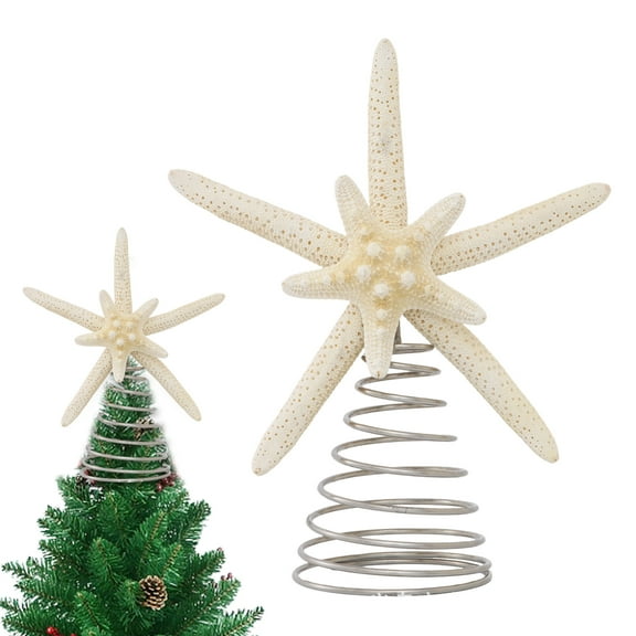 Starfish Christmas Tree Topper Xmas Tree Decoration Starfish Tree Topper with Spring for Home Bar Shop Holiday Party Decor