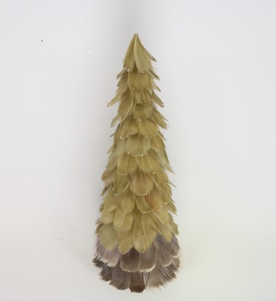 Small Layered Feathers Cone Tree Christmas Tabletop Decoration - 15.75"