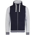 thumbnail image 1 of AWDis Just Hoods - Sudadera con capucha y cremallera modelo Urban Varsity hombre caballero (Azul oxford/gris), 1 of 2
