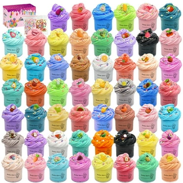 FJAZUFSA Non-Sticky ASTM Certified Unisex Adult Butter Slime Toy Kit, Multicolour Party, (54 Pack)