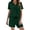 Blackish Green, variant on Women's 2-Piece Pajama Set, Short Sleeve Button-Down Collar Top with Pockets and Matching Shorts, Comfortable and Casual Sleepwear for Home Lounging-Blackish Green