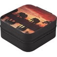 thumbnail image 2 of GZHJMY Elephants Silhouetted Compact Leather Jewelry Box - Mini Travel Jewelry Case Organizer & Holder for Girls, Women | Ideal for Necklace Bracelet Earrings Rings, 2 of 7