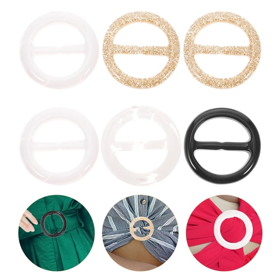 RENACLIPY 6 Pcs Shirt Knot Clip Resin Simple Round Design Assorted Color for Clothing Decoration Summer Costume