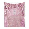 thumbnail image 1 of Fantasy Soft Flannel Fleece Blanket, Fairy Medieval Castle Silhouette in the Middle of Flower Botany Fern Surreal Image, Cozy Plush for Indoor and Outdoor Use, 50" x 70", Baby Pink, by Ambesonne, 1 of 6