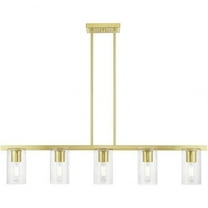5 Light Linear Chandelier in Contemporary Style-14.75 inches Tall and 4.5 inches Wide-Satin Brass Finish Bailey Street Home 218-Bel-4829366