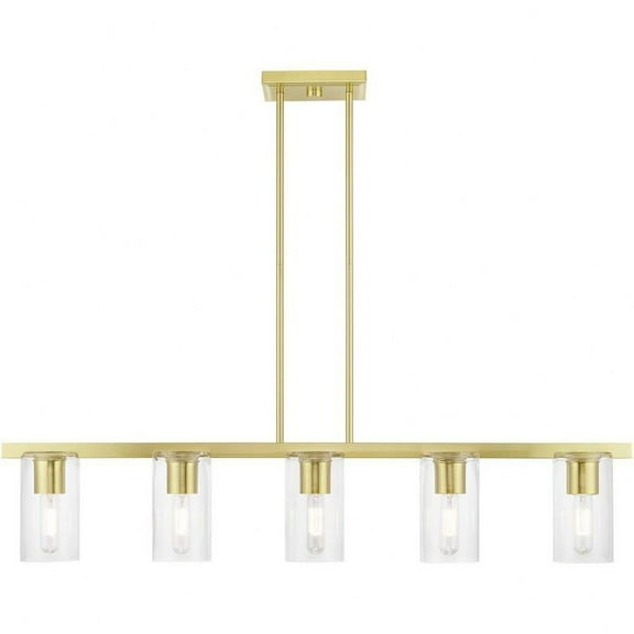 5 Light Linear Chandelier in Contemporary Style-14.75 inches Tall and 4.5 inches Wide-Satin Brass Finish Bailey Street Home 218-Bel-4829366