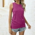 thumbnail image 2 of ZQGJB Plus Size Womens Ruched Tank Tops Loose Fit Crewneck Sleeveless Tops Dressy Casual Solid Color Basic Summer T-Shirts for Women 2024 Hot Pink XXXXL, 2 of 9