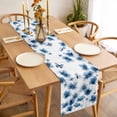 thumbnail image 3 of Navy Blue Floral Table Runner - 108 Inch Long, Kitchen Dining Table Runner Dresser Scarves, Spring Flowers Butterflies Watercolor Farmhouse Decor for Coffee Tables Wedding Party Banquet, 3 of 8
