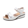 thumbnail image 2 of Byworldtasic Women's Comfort Wedge Sandals Open Toe Hook and Loop Adjustable Strap Platform Walking Sandals, 2 of 5