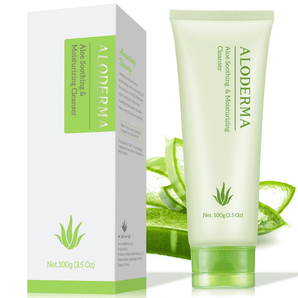 Aloderma Soothing Facial Cleanser with 76 Organic Aloe Vera Natural Face Wash with Allantoin