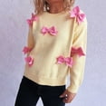 thumbnail image 5 of Karight Womens Bow Crew Neck Pullover Sweaters Oversized Loose Casual Long Sleeve Classic Crew Neck Pullover Sweater Tops, 5 of 5