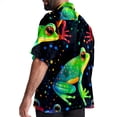 thumbnail image 3 of Starry Sky Frog Men's Short Sleeve Hawaiian Shirt Button Down Poplin Beach Casual Printed Unisex Summer Tops, 3 of 6