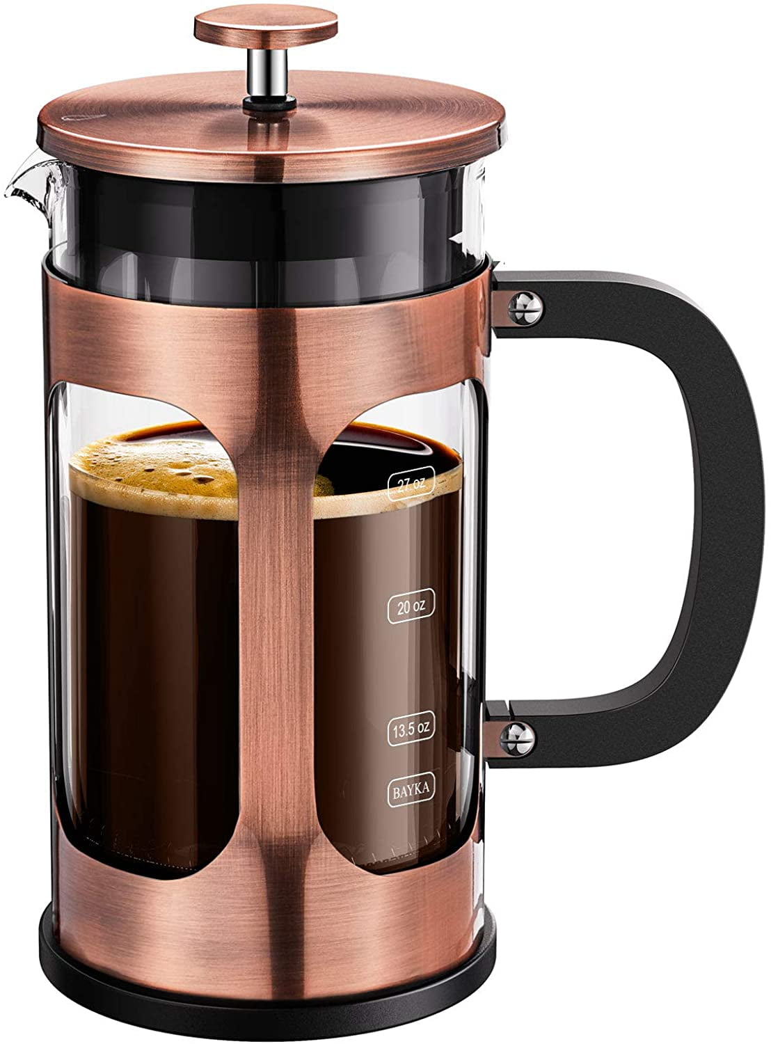 Mini French Press for 12oz Small French Press Coffee Maker with 4 Level Filtration System Borosilicate Glass Durable Stainless Steel Thickened Heat ResistantBlack 