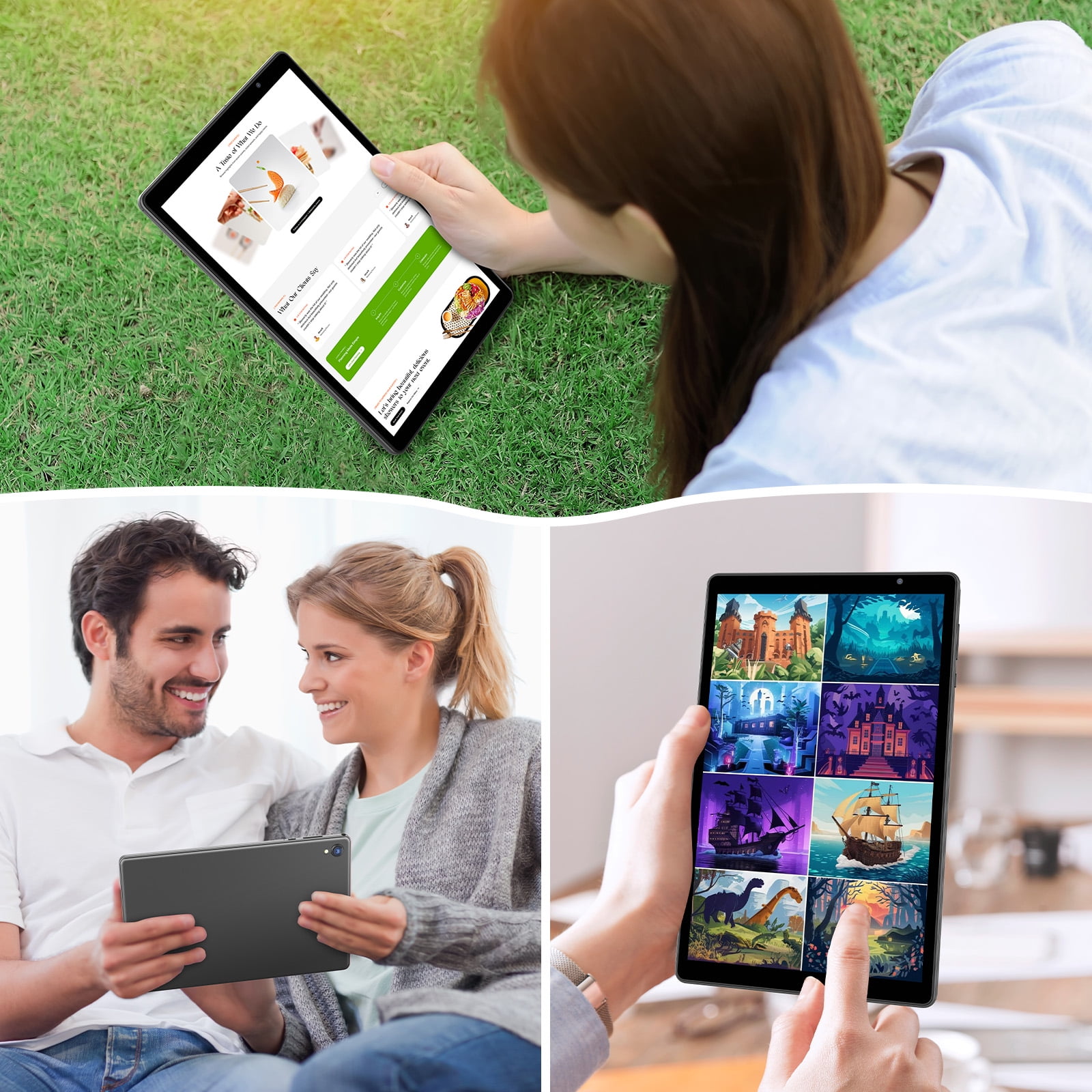 10 inch Android 14 Tablet，Android Tablets Quad Core Processor,4GB+32GB+1TB Expandable Tablet Computer,1280*800 IPS Screen,6000mAh Battery,WiFi - Gray