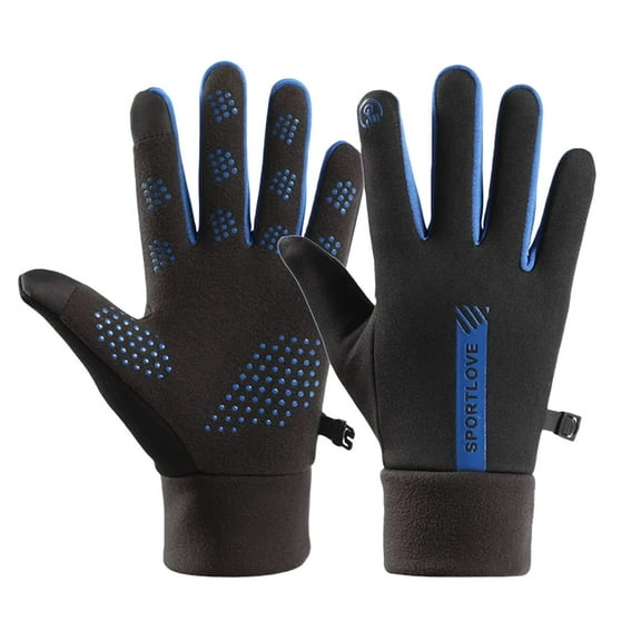 BWASD Winter Ski Gloves for Men Women Windproof Touchscreen Thermal Fur Linedding Glove Suit for Walking Typing for Outdoor Sport Cold Weather Blue