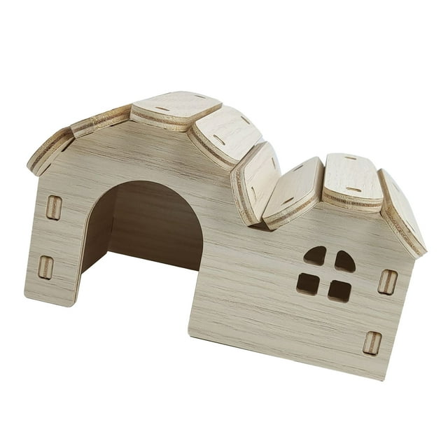 Casa de madera para hámster, casa de madera para hámster, juguete para hámster, casa de madera para hámster, juguete, diseño fácil de usar Jadeshay A
