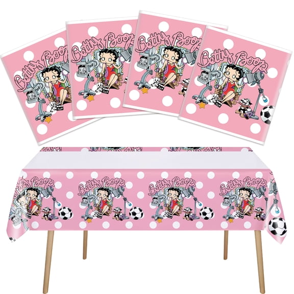 4 pcs For Betty Theme Birthday Tablecloth, Waterproof Disposable Table Cover 42.5x70.9 Inches for Party Celebration Decorations and Supplies