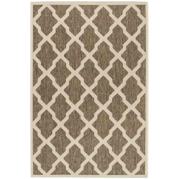 SAFAVIEH Beach House Talbot Geometric Indoor/Outdoor Area Rug, Beige/Cream, 5'3" x 7'6"