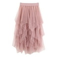 thumbnail image 2 of Womens Skirts Summer Solid Color Mesh High Waist Pleated Tulle Tutu Casual Comfortable Midi Skirt Workwear, 2 of 3