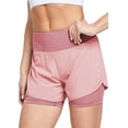 thumbnail image 3 of FEDTOSING Women's 2 in 1 Running Shorts Workout Athletic Gym Shorts with Phone Pockets Pink,up to Size 2XL, 3 of 7