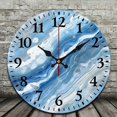 thumbnail image 2 of Chilfamy 10 Inch Wall Clock Marble Blue White Streaks Print Wall Hanging Decor Wall Art Decor 10x10in, 2 of 8