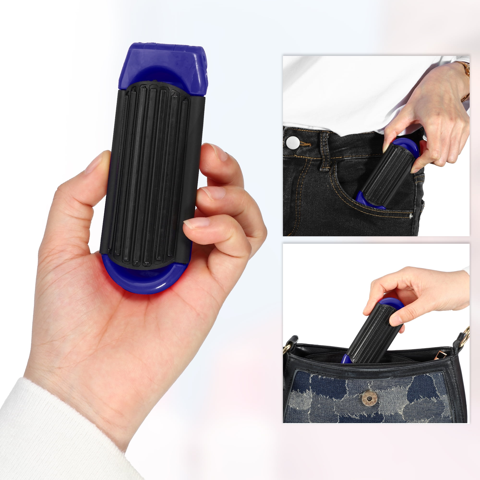 Unique Bargains 1Pc Portable Foldable Mirror Comb Blue