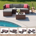 thumbnail image 2 of Lofka 5 Pieces Patio Furniture Set with Wicker Sofa and Tempered Glass Table for Outdoor | Backyard in Gray, 2 of 13