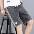 thumbnail image 3 of Pantalones vaqueros cortos para hombre, anchos, holgados, con bolsillos, estilo cargo, estilo harén, estilo Y2k, moda urbana, finos, talla XL, 3 of 5