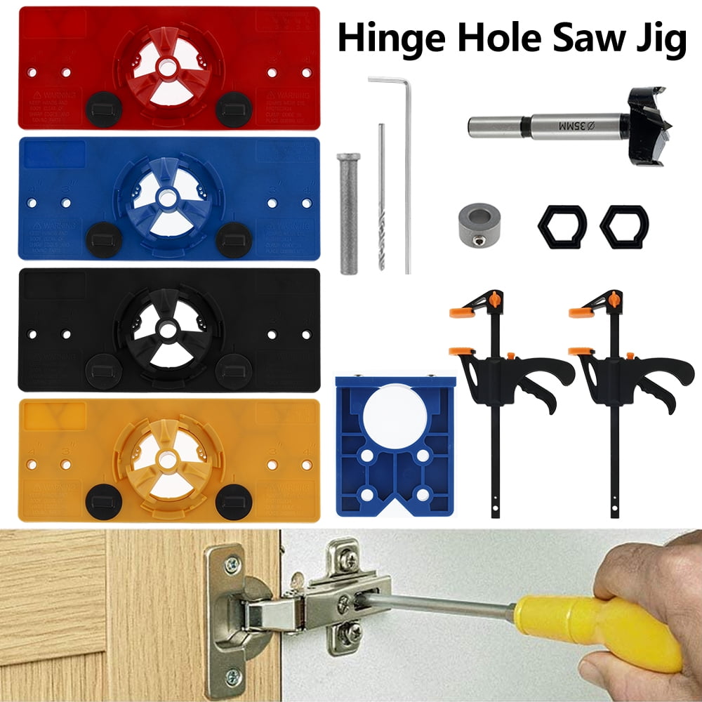 35mm Concealed Hinge Hole Jig Cabinet Door Wood Hole Saw Locator Guide Set
