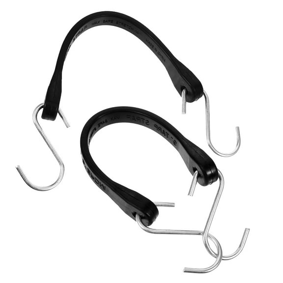 HOMEMAXS Black Rubber Bungee Cords with Strong Hooks for Use 2 Pieces Elastic and Durable for