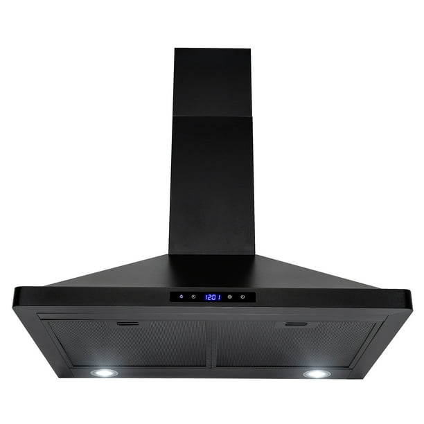 AKDY 30" Black Painted Stainless Steel Wall Mount Range Hood Touch Panel Mesh Filters Kitchen